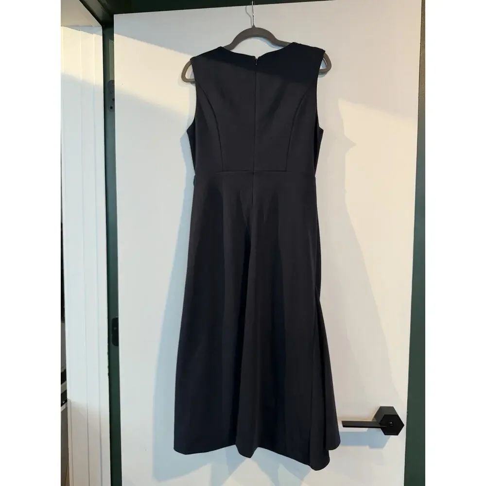 Fehaute Sleeveless Midi A-line Dress with Waist Twist in Navy - Size 8, NWT